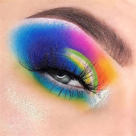 Vibrant Blue Rainbow Eye Makeup In 2023 Rainbow Eye Makeup Ethereal