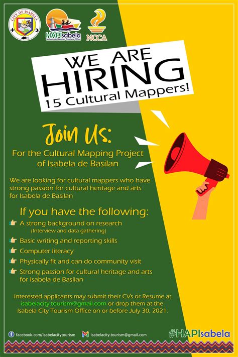 WE ARE HIRING 15 CULTURAL MAPPERS... - Isabela City Tourism