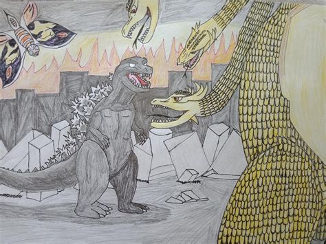 Gmk Godzilla With Ghidorah And Mothra I Guess Rgodzilla
