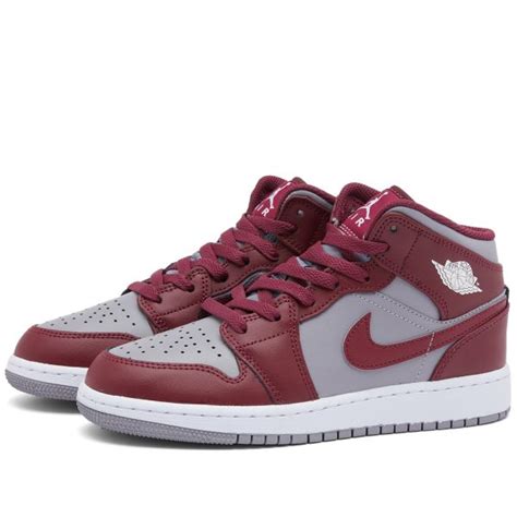 Air Jordan 1 Mid Gs Cherrywood Red And White End Au
