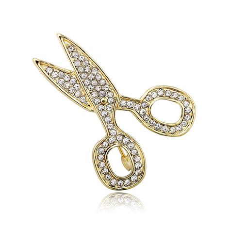 Gold Plated Rhinestone Scissors Pin Brooch Brooch Brooch Pin Rhinestone