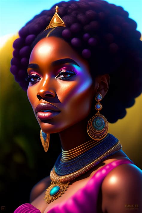 Lexica Portrait Beautiful African Black Woman Regal Elegant Sophisticated Pink Grey Aqua