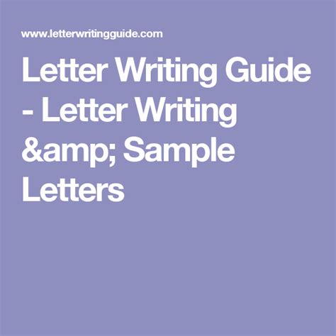 Letter Writing Guide Letter Writing And Sample Letters Writing Guide