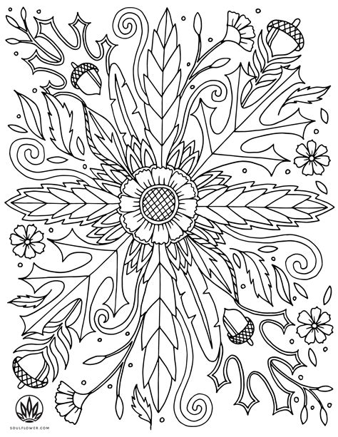 Jumping in the fall leaves, the pumpkin harvest, halloween! DIY Thanksgiving Coloring Page - Soul Flower Blog