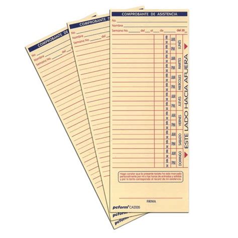 Papelería Comercial - 2005 TARJETA P/RELOJ CHECADOR C/100