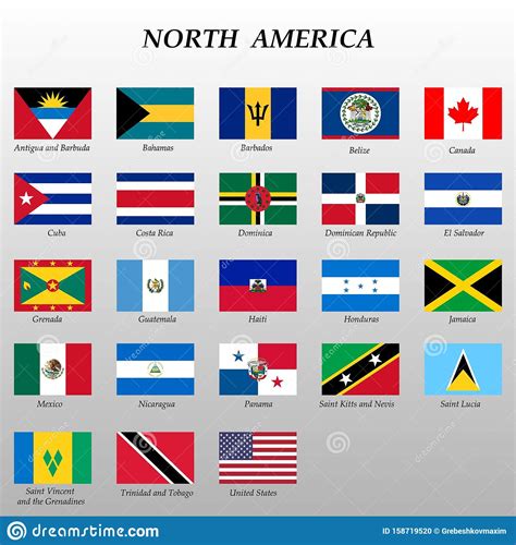 Set Of All Flags Of North America Stock Illustration Illustration Of