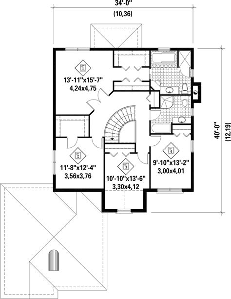 European Style House Plan 4 Beds 2 Baths 2532 Sqft Plan 25 4706