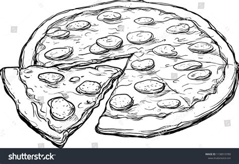 Pepperoni Pizza Sketch Stock Vector Royalty Free 1138919789