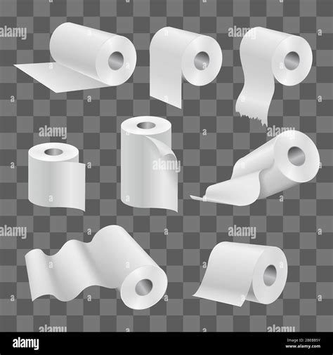 White Toilet Paper Roll And Kitchen Towels Isolated On Transparent