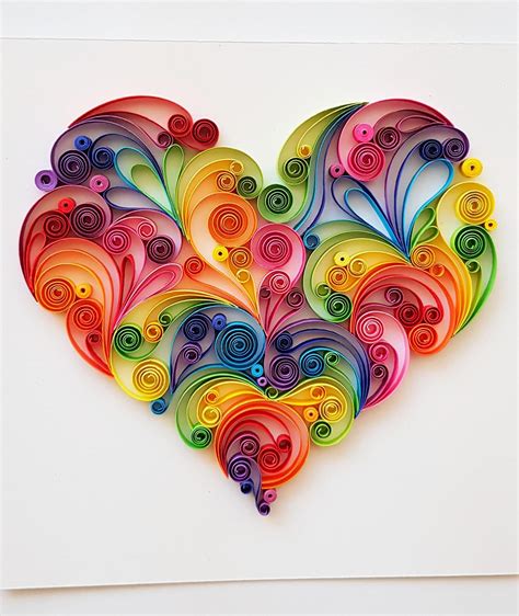Quilling Love Card Original Artwork Rainbow Heart Etsy Paper