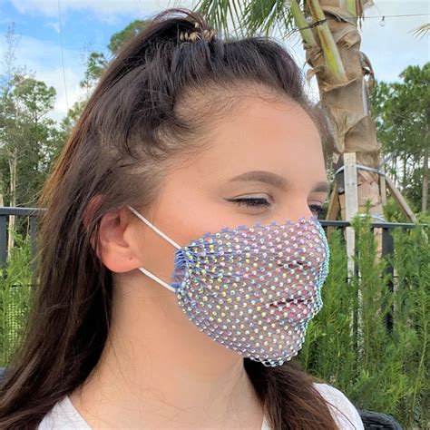 Breathable Mesh Face Mask Lightweight Adjustable Crystals Etsy