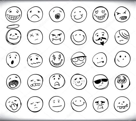 Emoticons Desenhados à Mão — Vetor De Stock © Levente 21274179