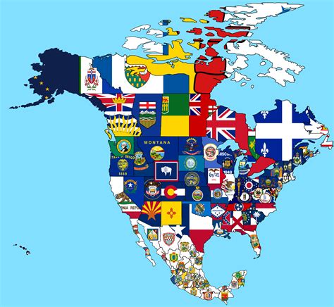North American States And Provinces Flag Map Rhellointernet