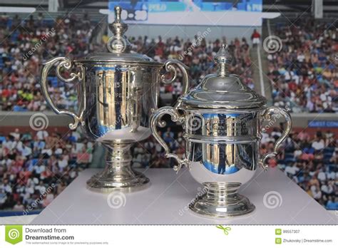 The united states open tennis championships is a hard court tennis tournament. US Open Men And Women Singles Trophies On Display During ...