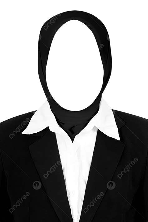 Jaket Hitam Wanita Dengan Jilbab Untuk Foto Paspor, Wanita, Setelan