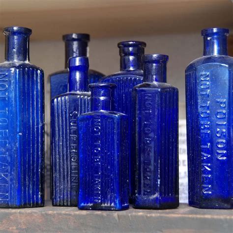 The Curiosity Cabinet Curiosity Shop 9 Antique Glass Bottles Antique Bottles Blue Glass