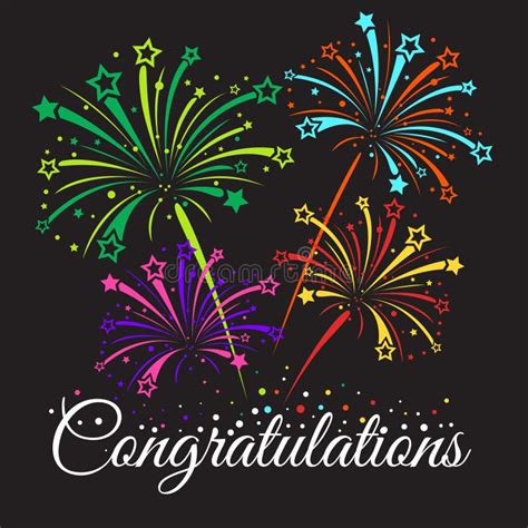 Congratulations Text And Star Fireworks Abstract Vector Stock Vector