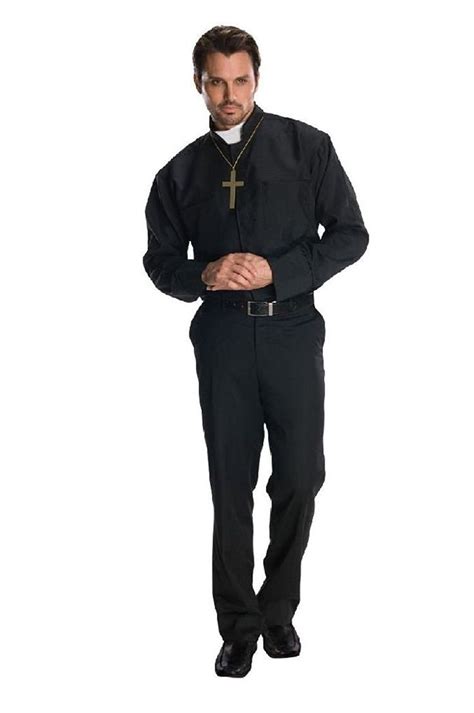 Ponce Priest Costume Mens Robe Clerical Collar Attire Habit