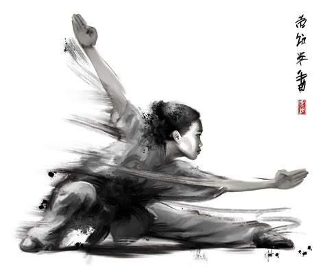‘wushu Girl Ink Painting By Ilyo Wushu Martial Arts Kung Fu