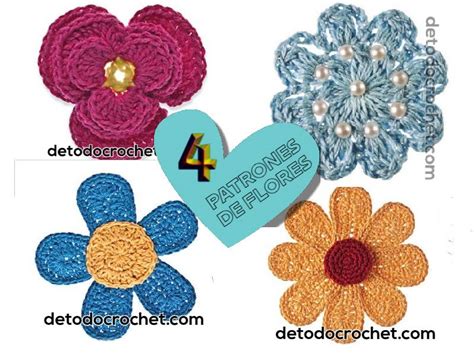 Patrones De Flores Crochet Con Gráfico Y Explicación En Español