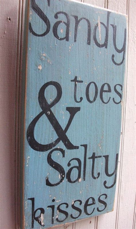 Sandy Toes And Salty Kisses Wooden Handpainted Sign Art Etsy Beach Signs Beach Themed Bedroom