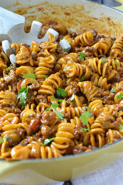 One Pot Cheesy Taco Pasta Mother Thyme