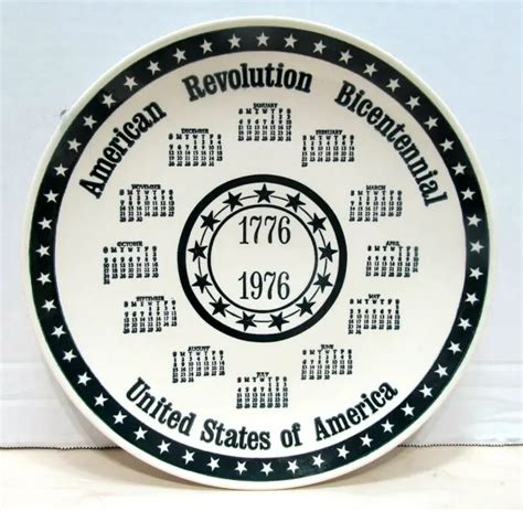 Vintage 17761976 American Revolution Bicentennial Plate Usa Calendar