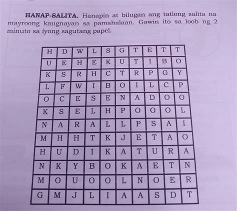 Hanap Salita Hanapin At Bilugan Ang Tatlong Salita Na Mayroong