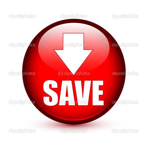 Save Text With Arrow Down Sign On Red Button — Stock Vector
