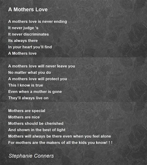 A Mothers Love Poem By Stephanie Conners Poem Hunter