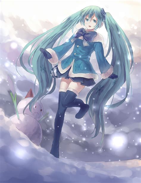 Wallpapers Winter Snow Vocaloid Hatsune Miku Happy Skirts Long