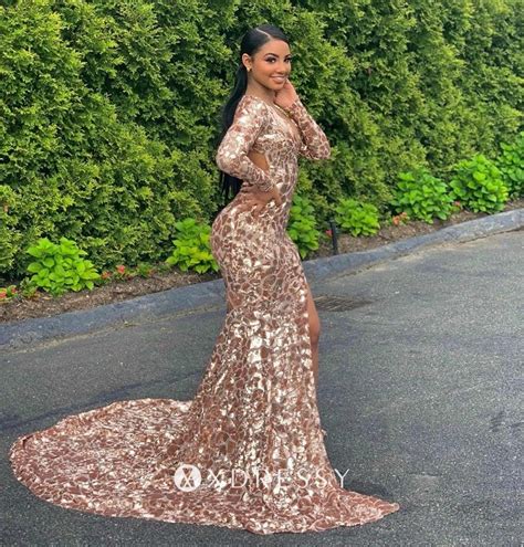 Shop for beautiful mermaid wedding dresses at david's bridal! Gorgeous Rose Gold Mermaid Long Sleeve Prom Dress - Xdressy