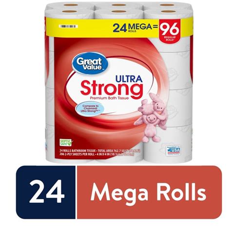 Great Value Ultra Strong Toilet Paper 24 Mega Rolls