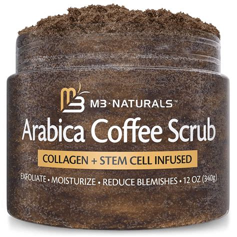 m3 naturals arabica coffee body scrub with collagen and stem cell exfoliating scrub and face