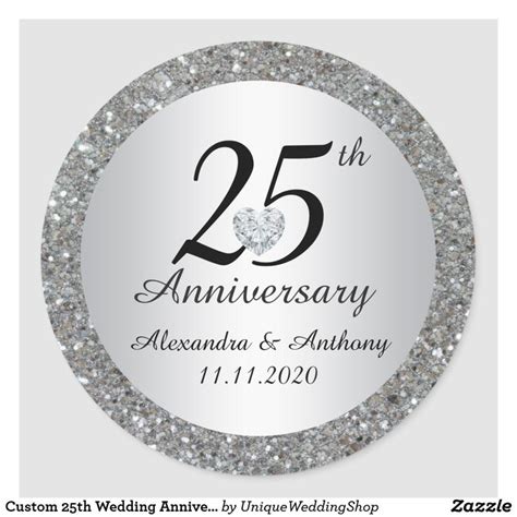 The 25th Anniversary Sticker Is Shown In White And Silver Glitter With
