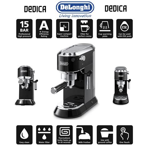 Due to the de'longhi espresso machine's automatic stop flow, you will never have to deal with frustrating overflows again. DeLonghi EC680B Dedica Espresso And Cappuccino Machine 15 ...