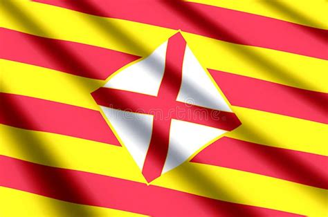 Barcelona Colorful Waving And Closeup Flag Illustration Stock
