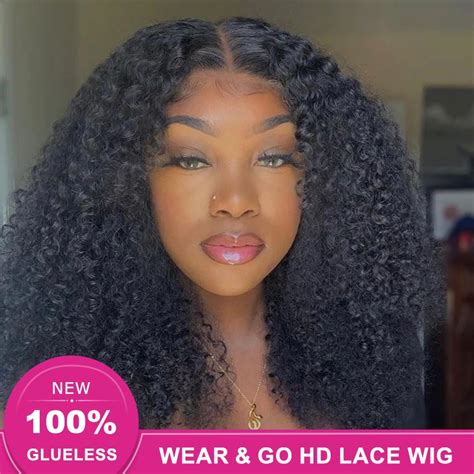 Wear And Go Kinky Curly Lace Front Wigs Pre Plucked Glueless Wig With Hd Lace Beginner Friendly
