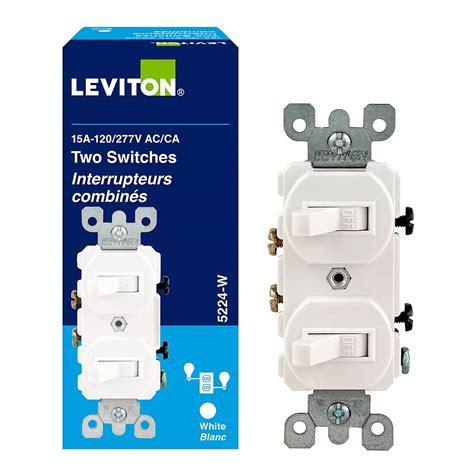 Leviton 15 Amp Double Wall Switch White The Home Depot Canada