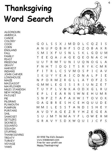 Thanksgiving Printable Activities Top 10 Word Search Games For Kids