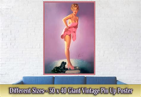 vintage pin up girl poster edward runci surprising figure etsy