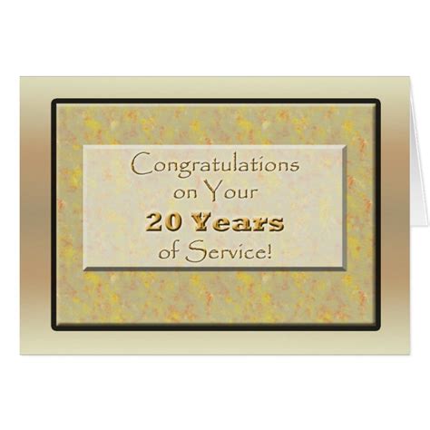 Employee 20 Years Of Service Or Anniversary Card Zazzle