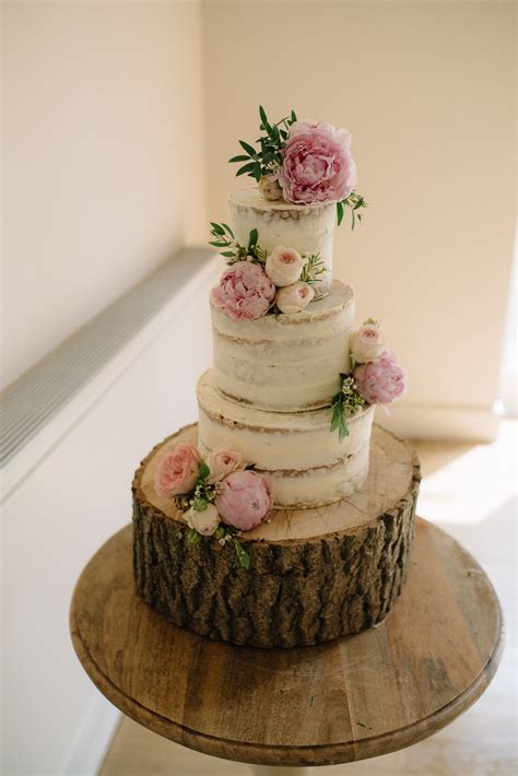 Naked Cake Rose Gold Red Rose And White Lily Rustic Wedding