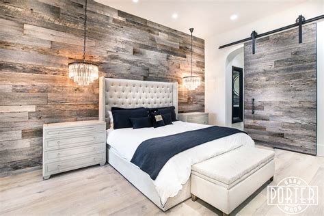 Master Bedroom Grey Wood Accent Wall Bedroom Besthomish
