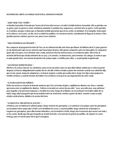 Download & view la familia guacatela.docx as pdf for free. Resumen Del Libro La Familia Guacatela | Naturaleza