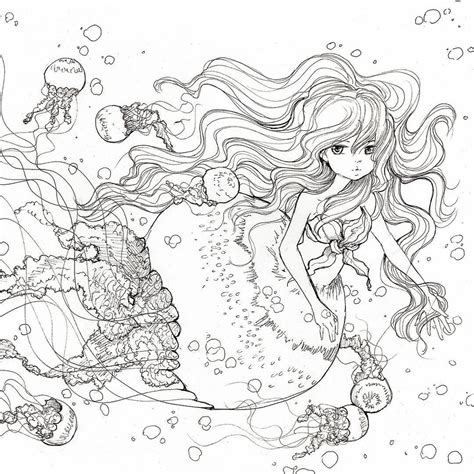 Manga Mermaid Coloring Pages ~ Coloring Pages World
