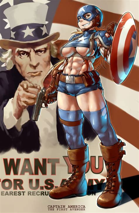 Muscular Female Captain America Gender Bender Superhero