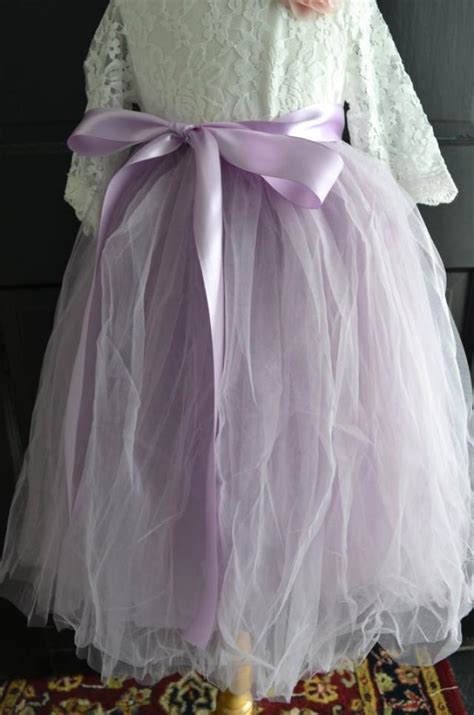 Girls Lavender Long Sewn Tulle Skirt Purple Lilac Tutu Toddler Tulle