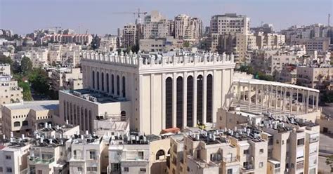 Jerusalem Belz Great Synagogue In Romema Neighbourhood Aerial Stock
