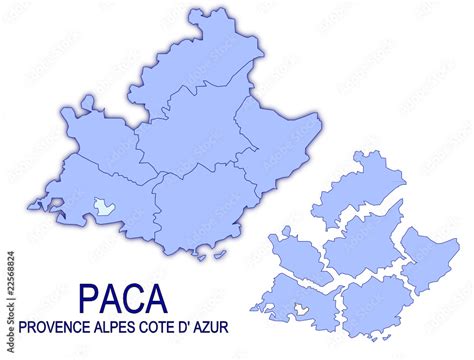 Carte Région Paca Provence Alpes Cote Dazur France Départements Stock